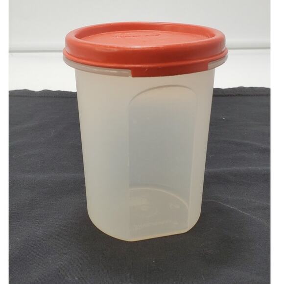 Tupperware VINTAGE Modular Mate, Round 15 oz sheer w/Orange Lid 1606 - Picture 1 of 5
